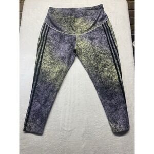 Adidas High Rise 4x Training Leggings Ankle Purple Yellow Women's Plus Curvy